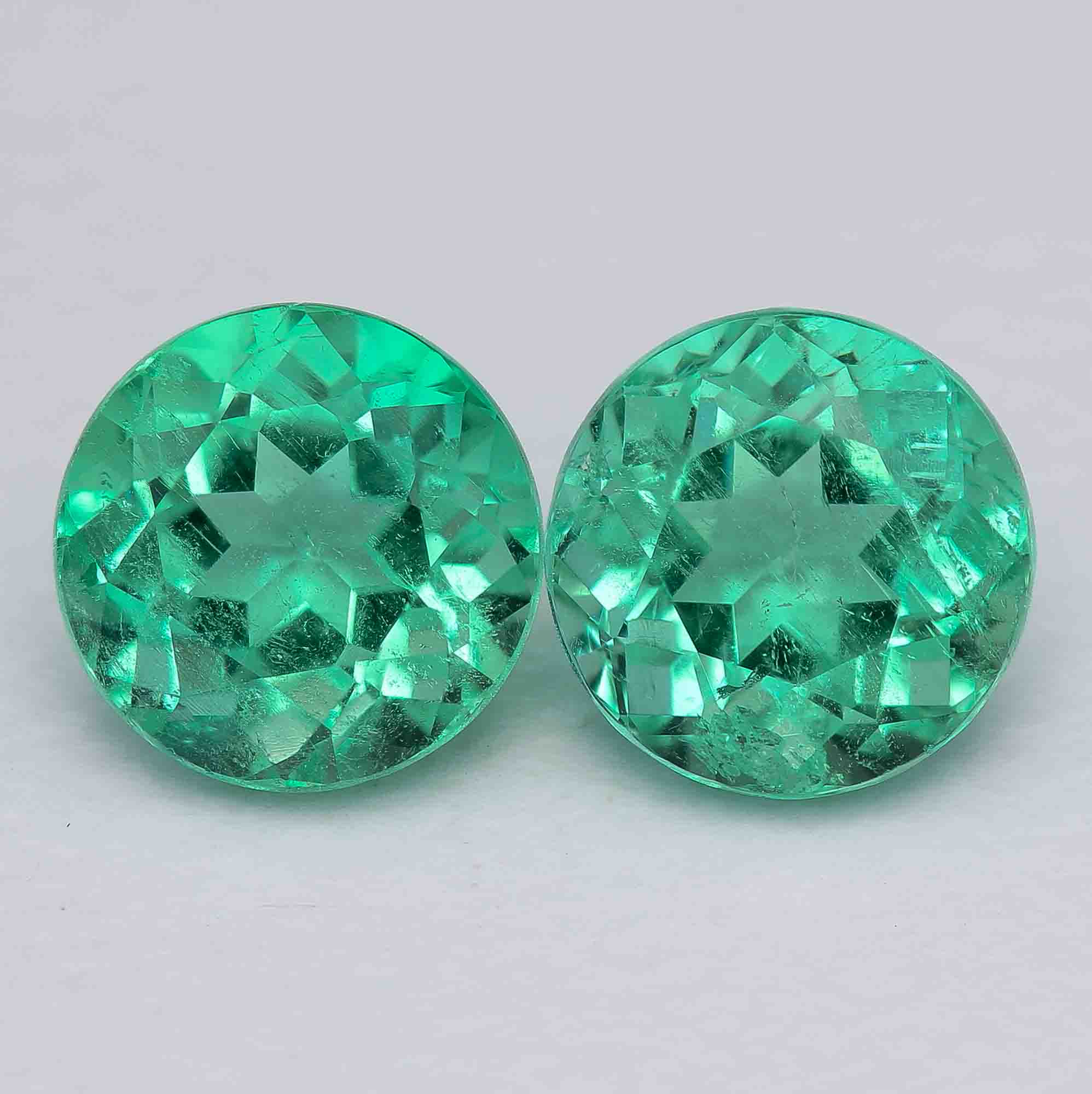 2.37cttw Coscuez Emerald Round Pair 6.7mm e-ls14_lr-1